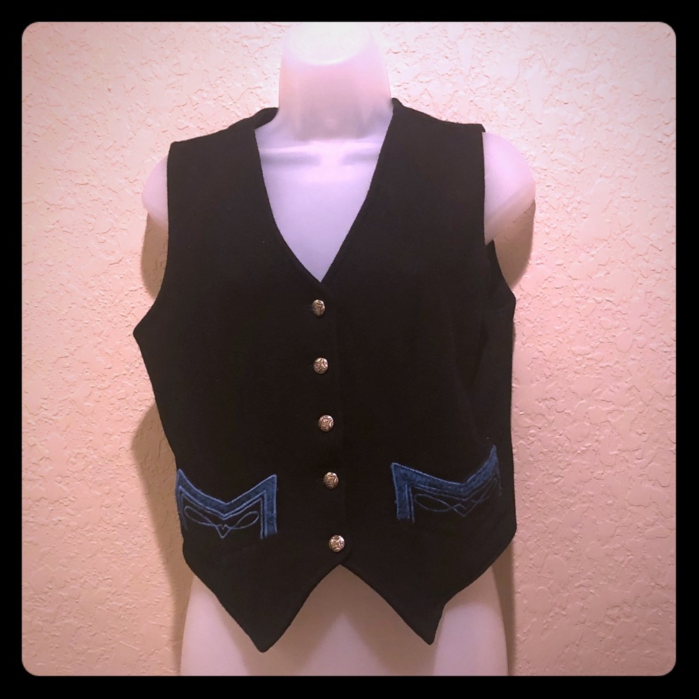 {Vtg} Boho/Southwest wool blend embroidered vest